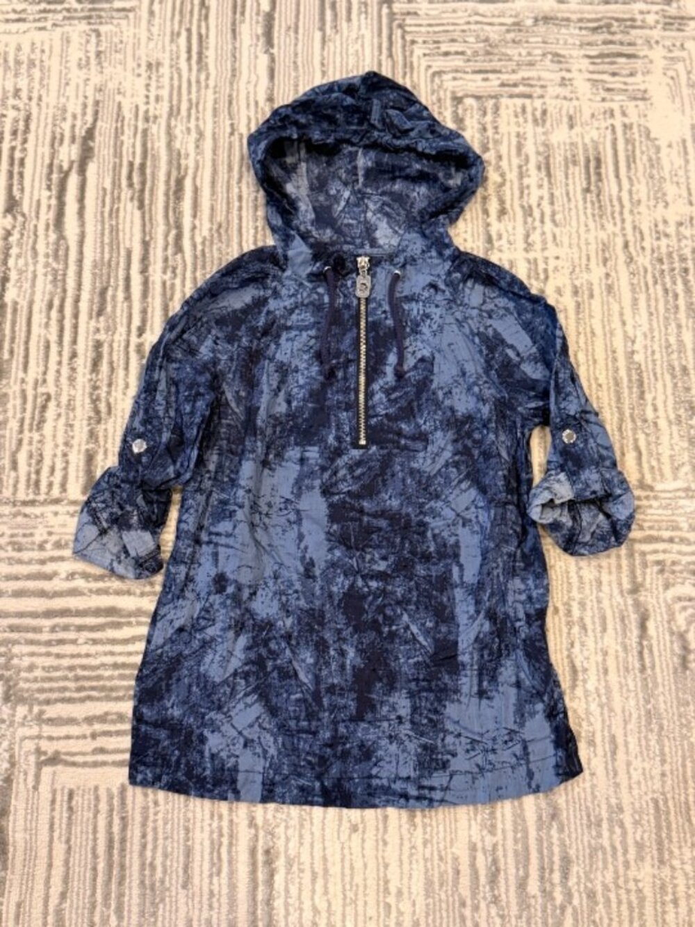 NEW Michael Kors women's XS blue 1/2 zip hooded top